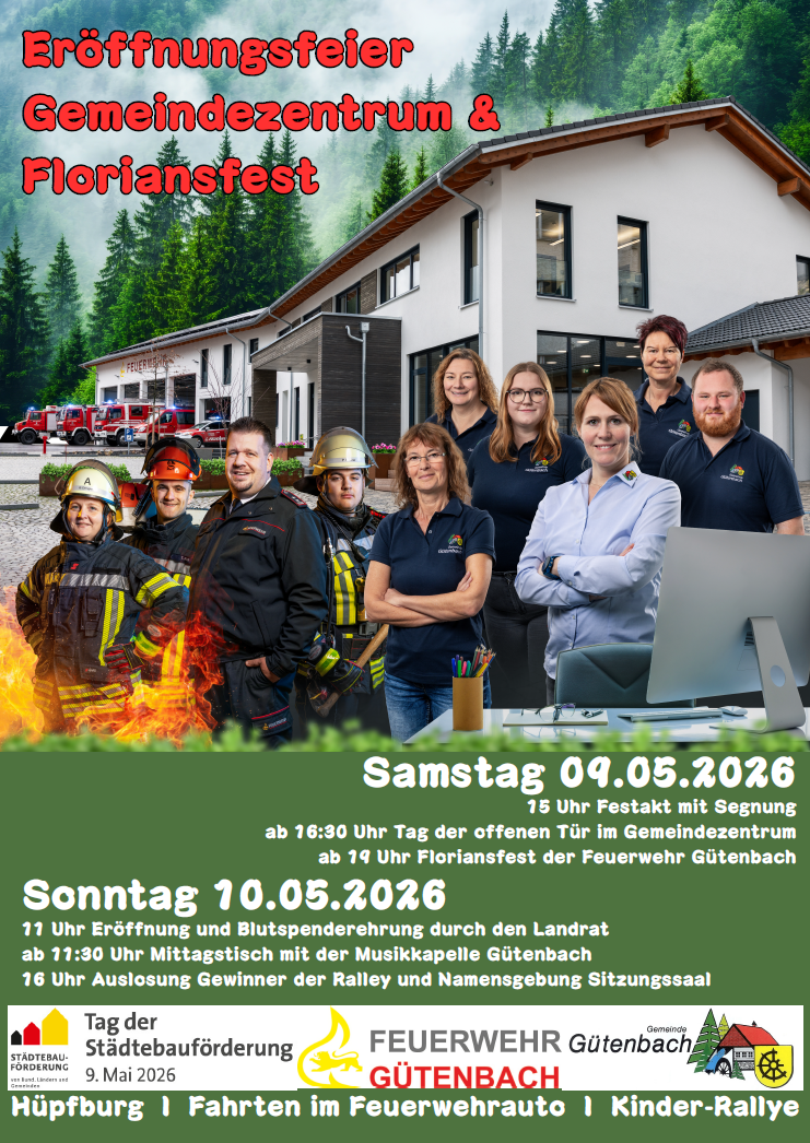 Flyer Einweihung Gemeindezentrum und Flriansfest 2026