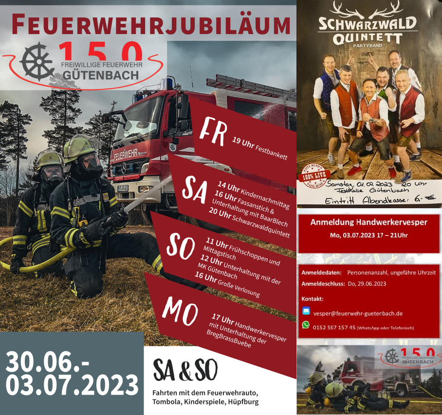 Jubiläum 150 Jahre Freiwillige Feuerwehr Gütenbach